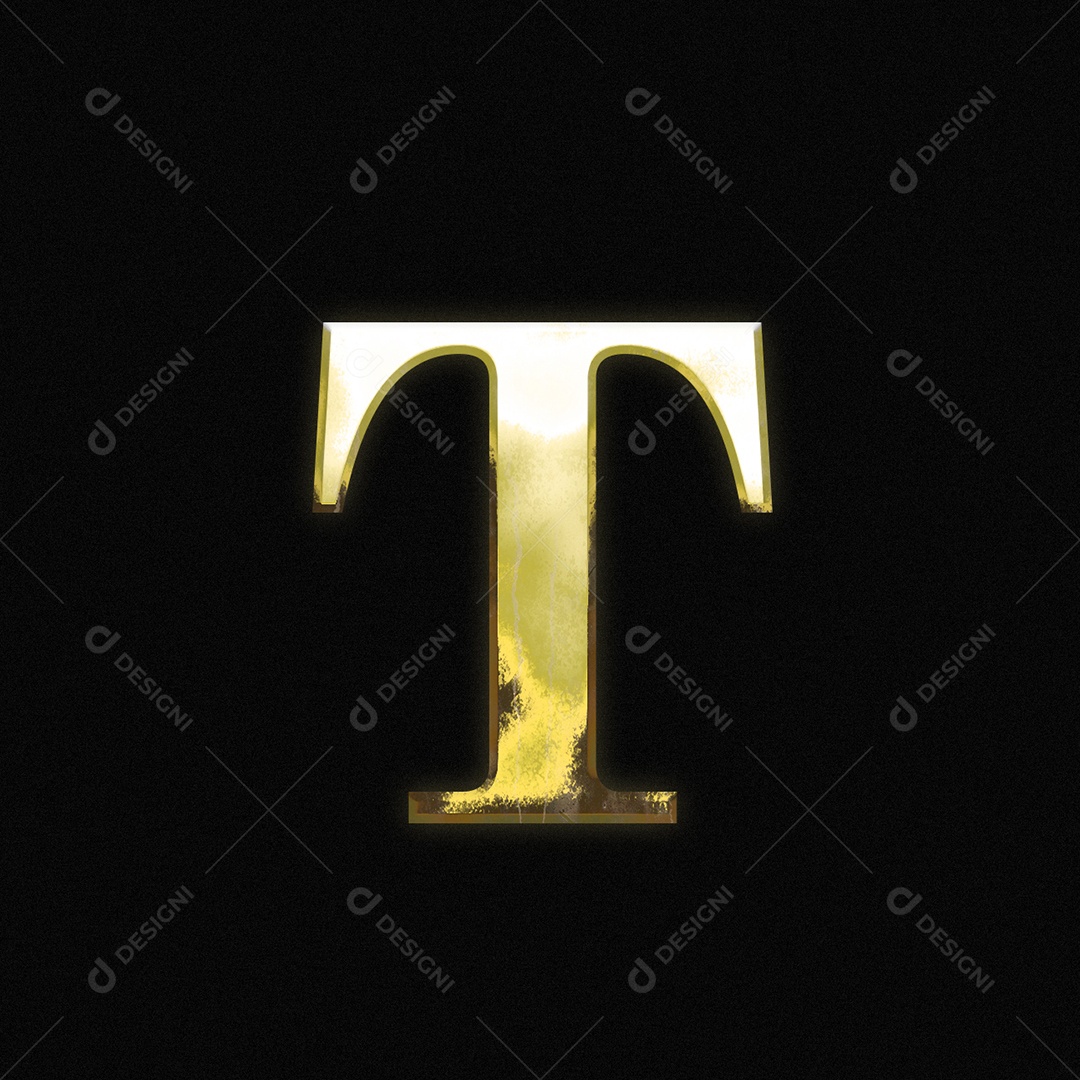 Efeito De Texto Letra T Fonte Ouro Maiúscula Do Alfabeto PSD Editável
