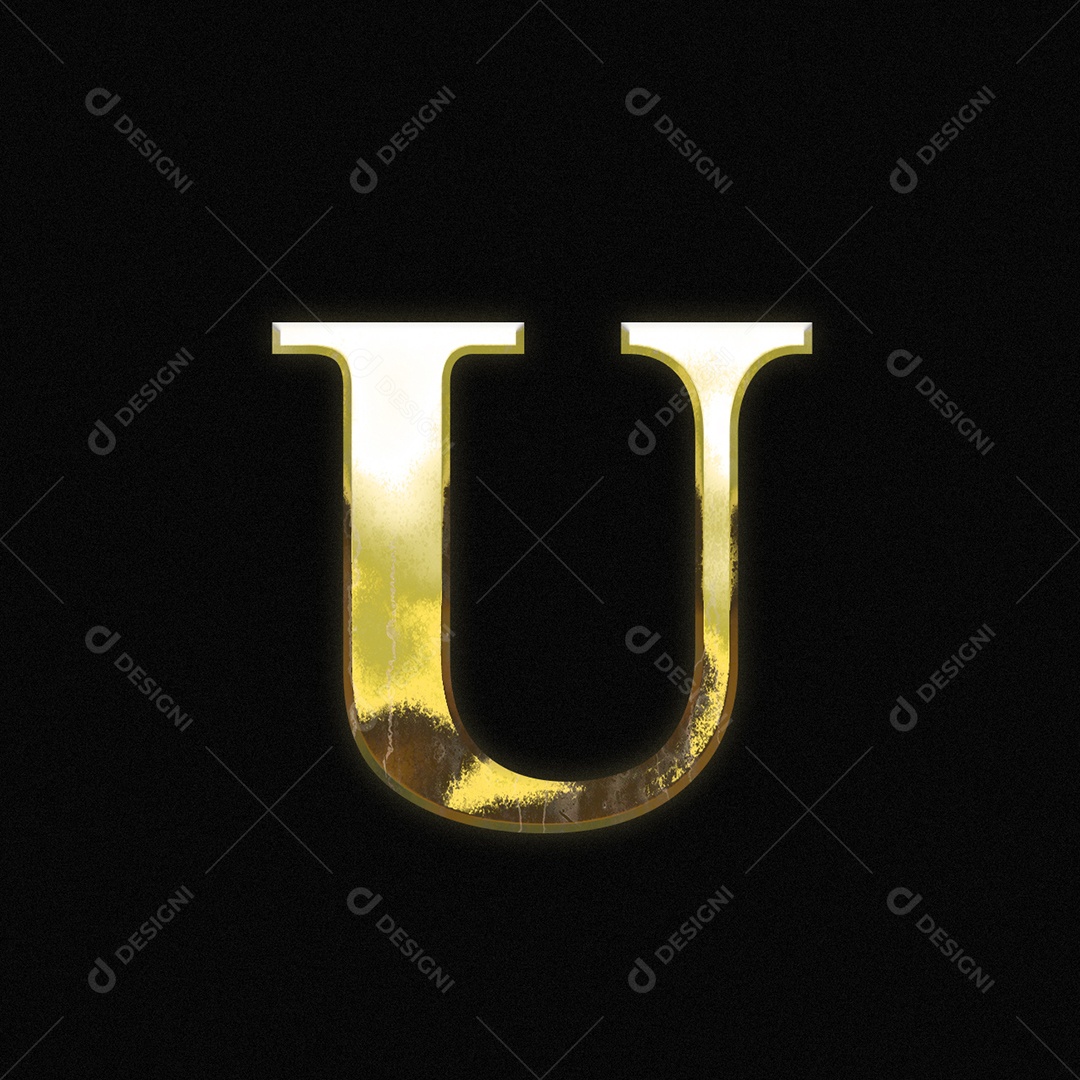 Efeito De Texto Letra U Fonte Ouro Maiúscula Do Alfabeto PSD Editável