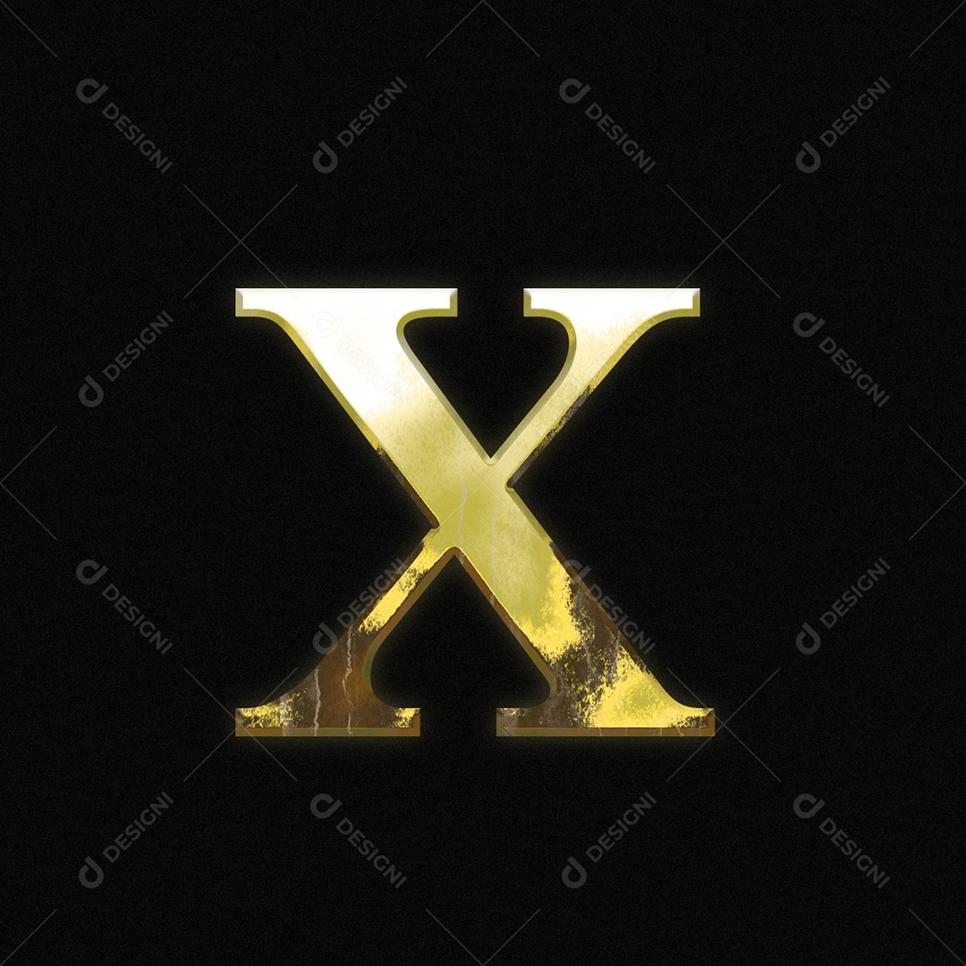 Efeito De Texto Letra X Fonte Ouro Maiúscula Do Alfabeto PSD Editável