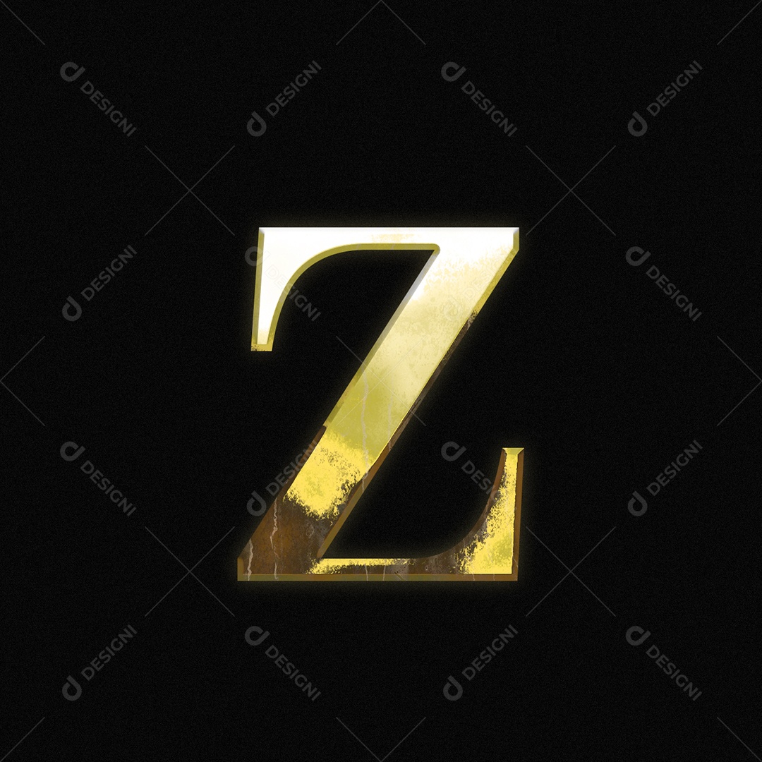 Efeito De Texto Letra Z Fonte Ouro Maiúscula Do Alfabeto PSD Editável