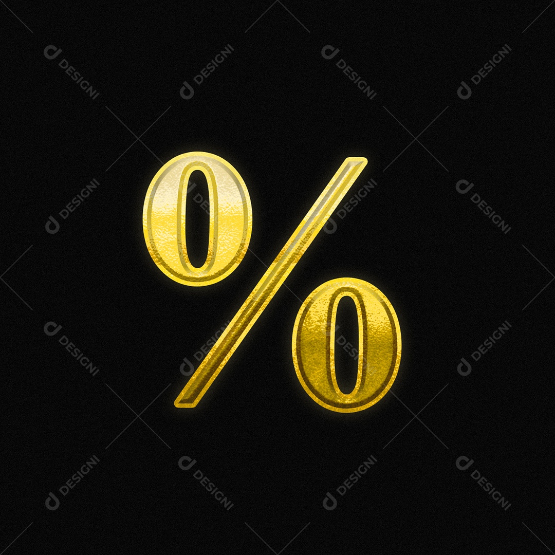 Efeito De Texto Símbolo De Porcentagem Fonte De Ouro PSD Editável