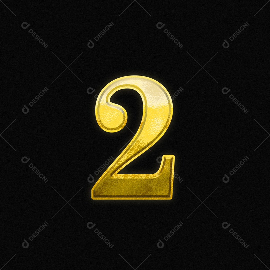 Efeito De Texto De Número 2 Fonte Ouro Numeral PSD Editável