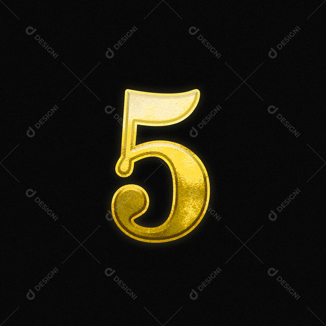 Efeito De Texto De Número 5 Fonte Ouro Numeral PSD Editável