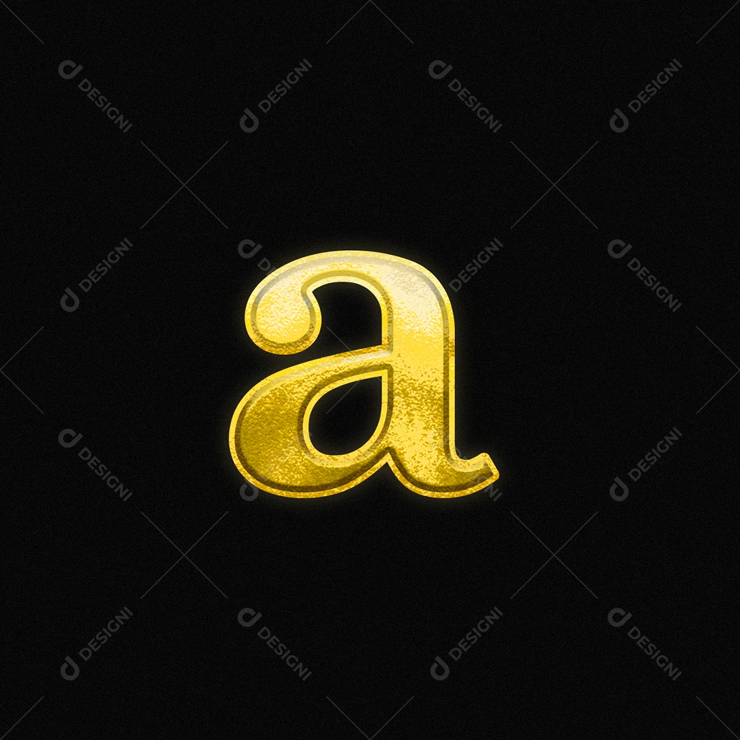 Efeito De Texto Letra a Minúsculo Fonte De Ouro Do Alfabeto PSD Editável