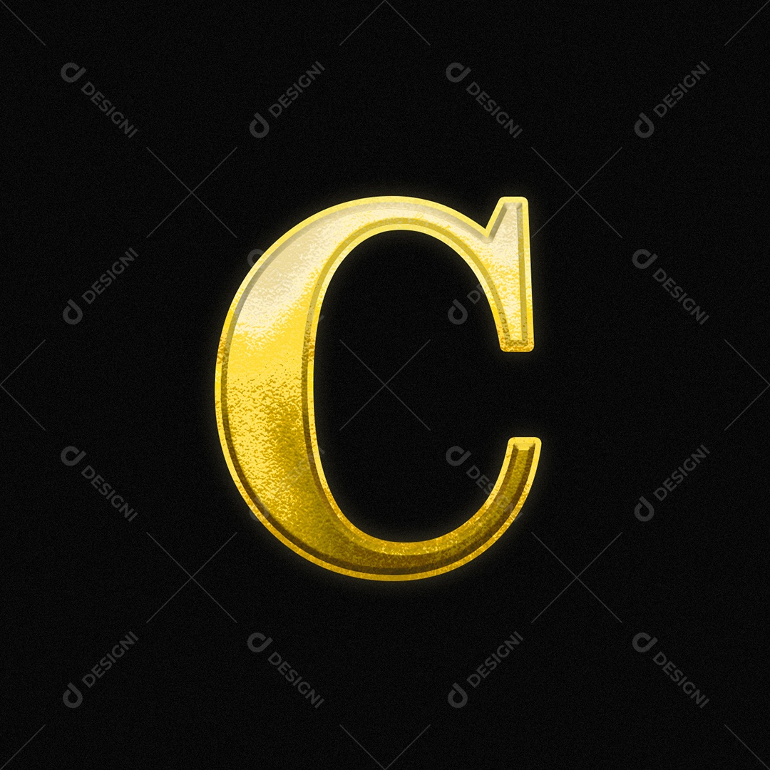 Efeito De Texto Letra C Ouro Fonte Maiúscula Do Alfabeto PSD Editável
