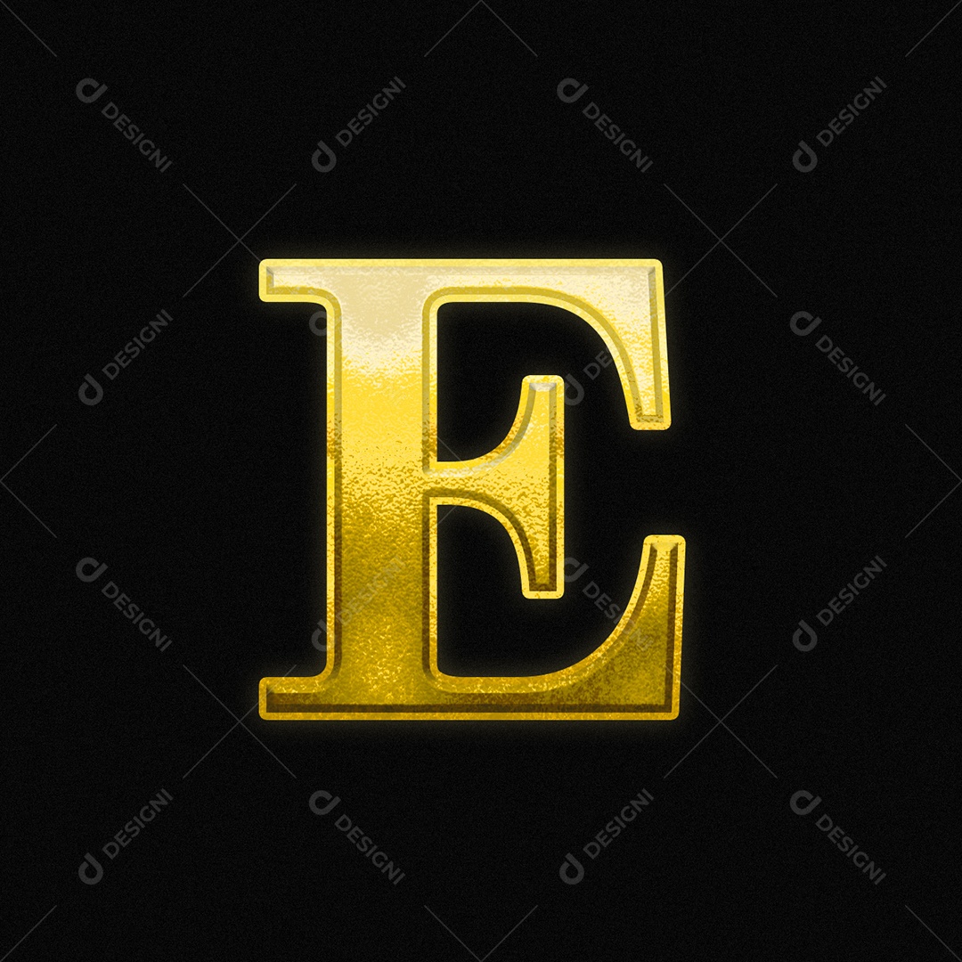 Efeito De Texto Letra E Ouro Fonte Maiúscula Do Alfabeto PSD Editável