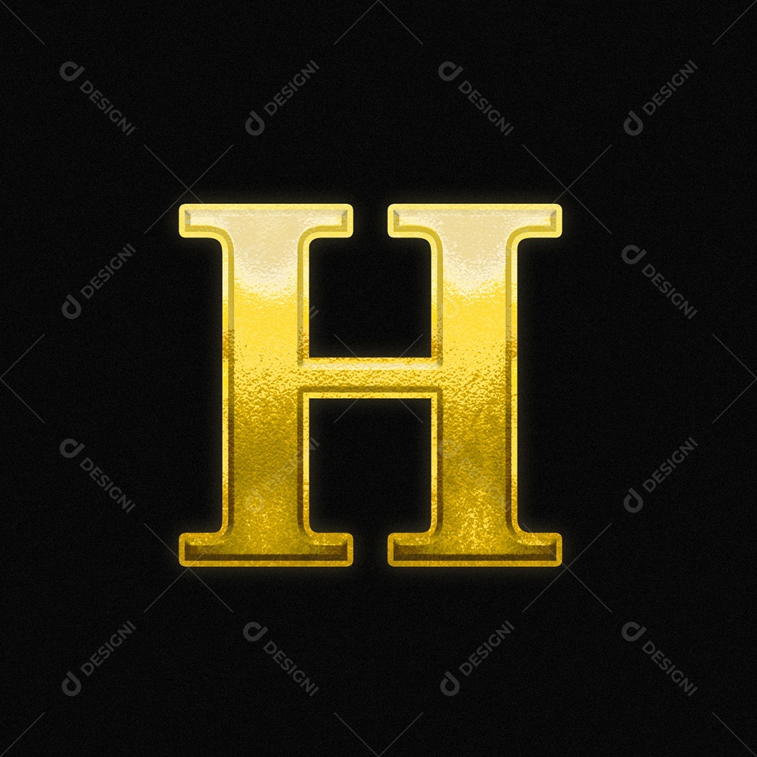 Efeito De Texto Letra H Ouro Fonte Maiúscula Do Alfabeto PSD Editável