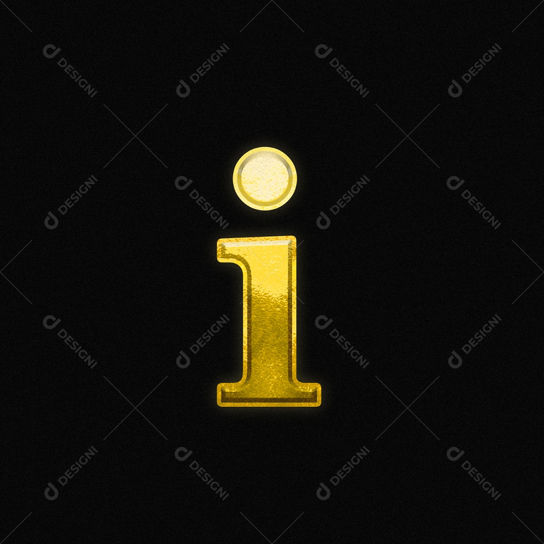 Efeito De Texto Letra i Minúsculo Fonte De Ouro Do Alfabeto PSD Editável