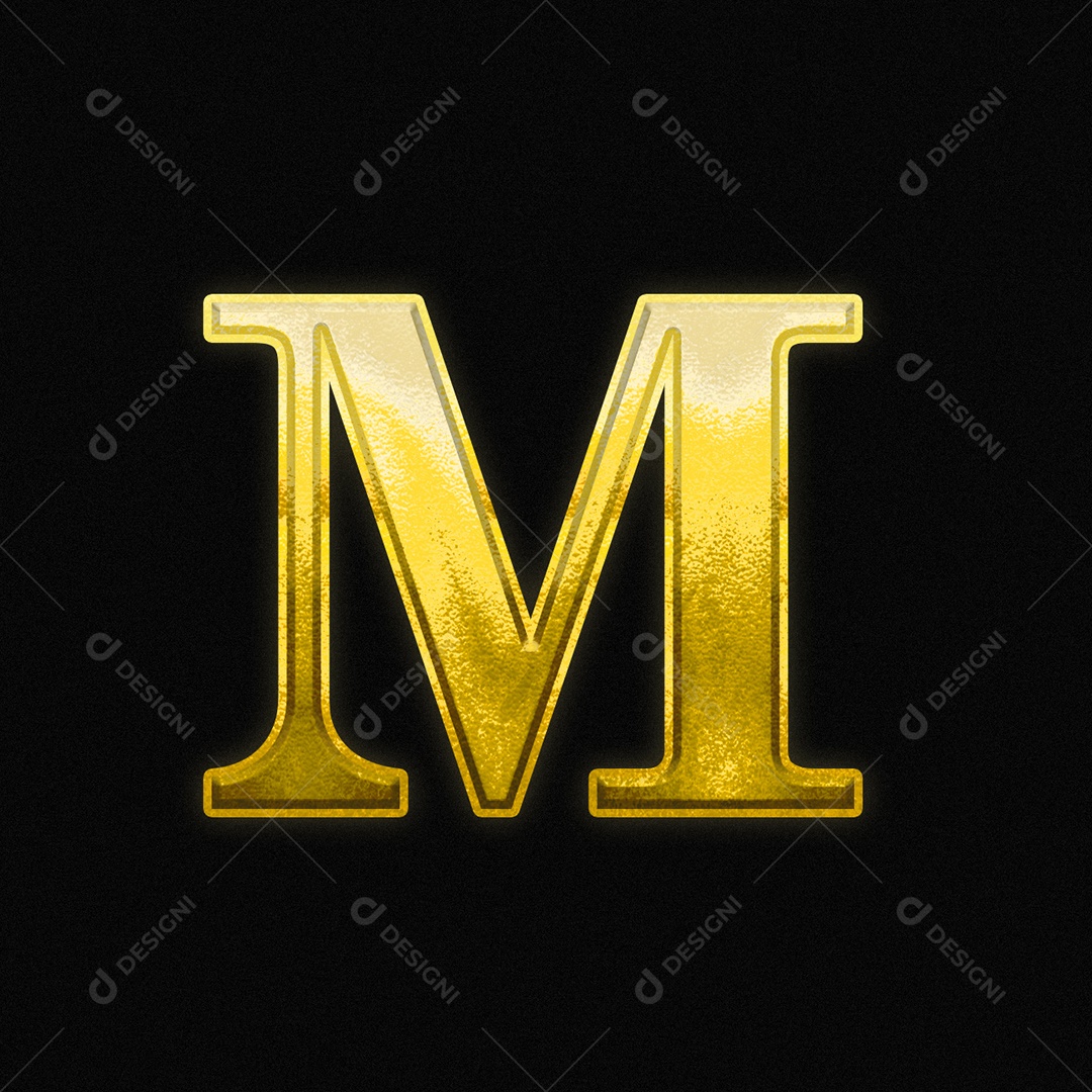 Efeito De Texto Letra M Ouro Fonte Maiúscula Do Alfabeto PSD Editável