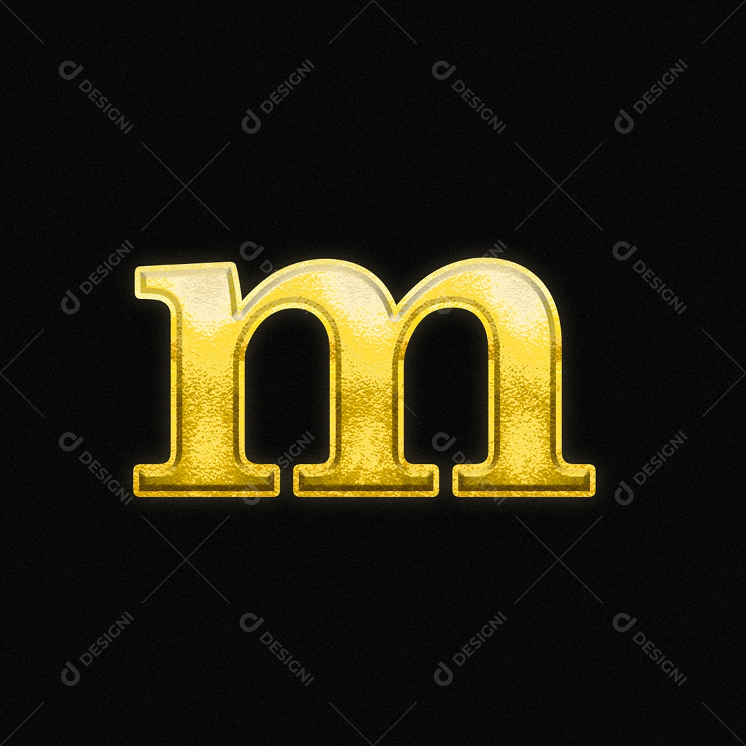 Efeito De Texto Letra m Minúsculo Fonte De Ouro Do Alfabeto PSD Editável
