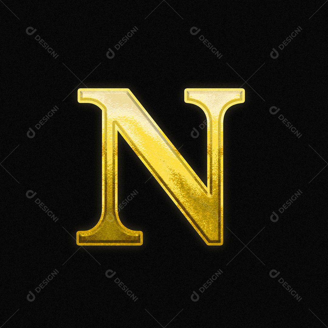 Efeito De Texto Letra N Ouro Fonte Maiúscula Do Alfabeto PSD Editável