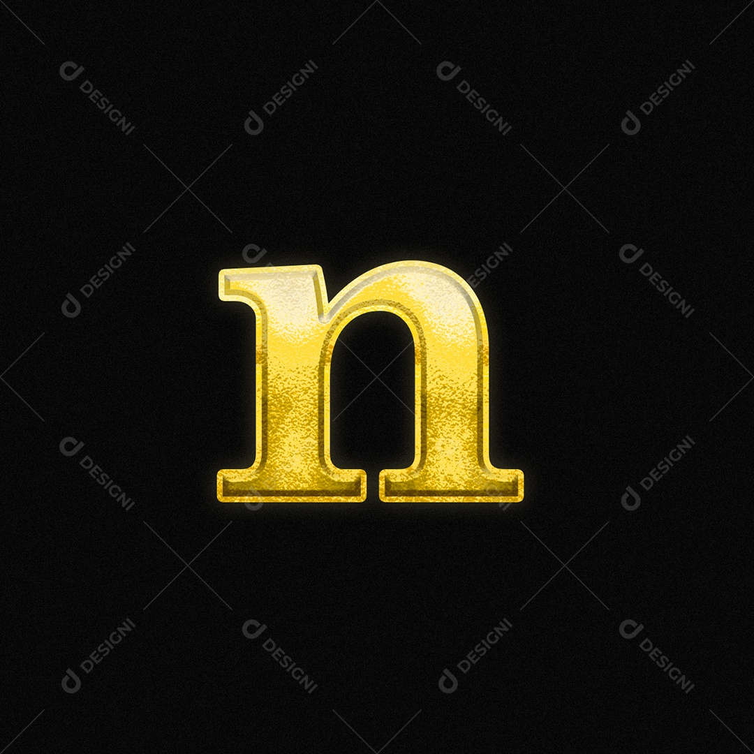 Efeito De Texto Letra n Minúsculo Fonte De Ouro Do Alfabeto PSD Editável
