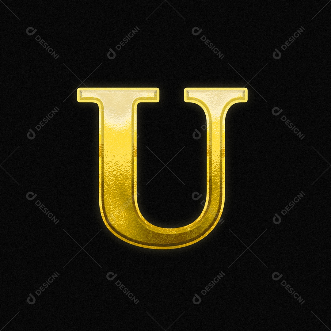 Efeito De Texto Letra U Ouro Fonte Maiúscula Do Alfabeto PSD Editável