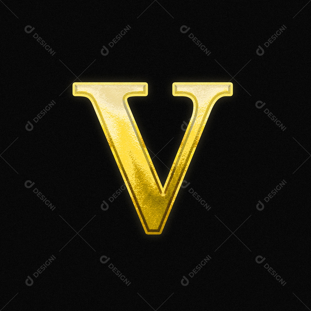 Efeito De Texto Letra V Ouro Fonte Maiúscula Do Alfabeto PSD Editável