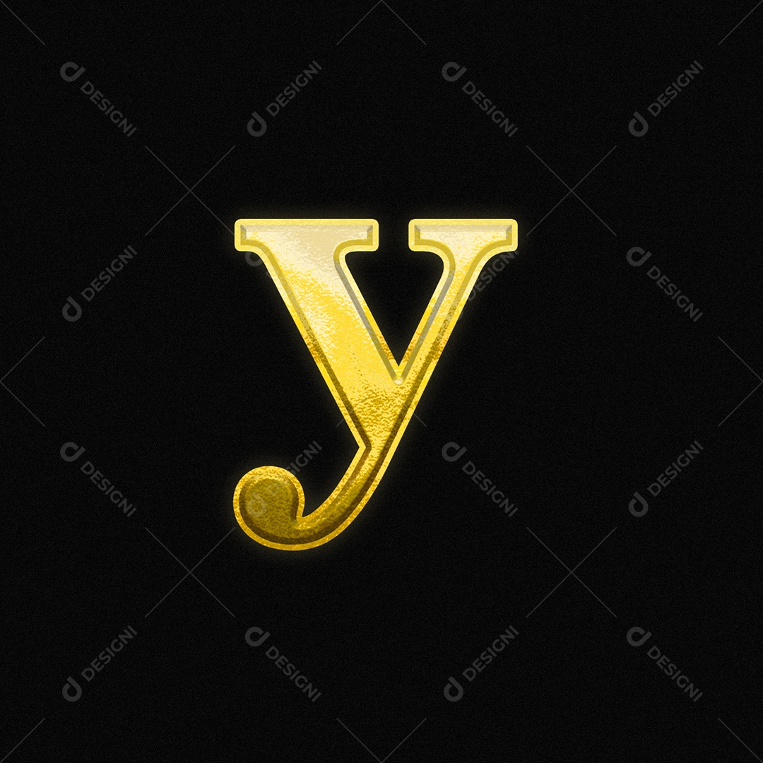 Efeito De Texto Letra y Minúsculo Fonte De Ouro Do Alfabeto PSD Editável