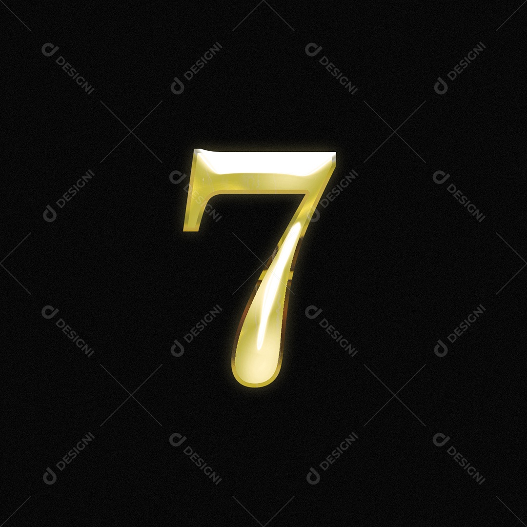Efeito De Texto De Número 7 Fonte Ouro PSD Editável