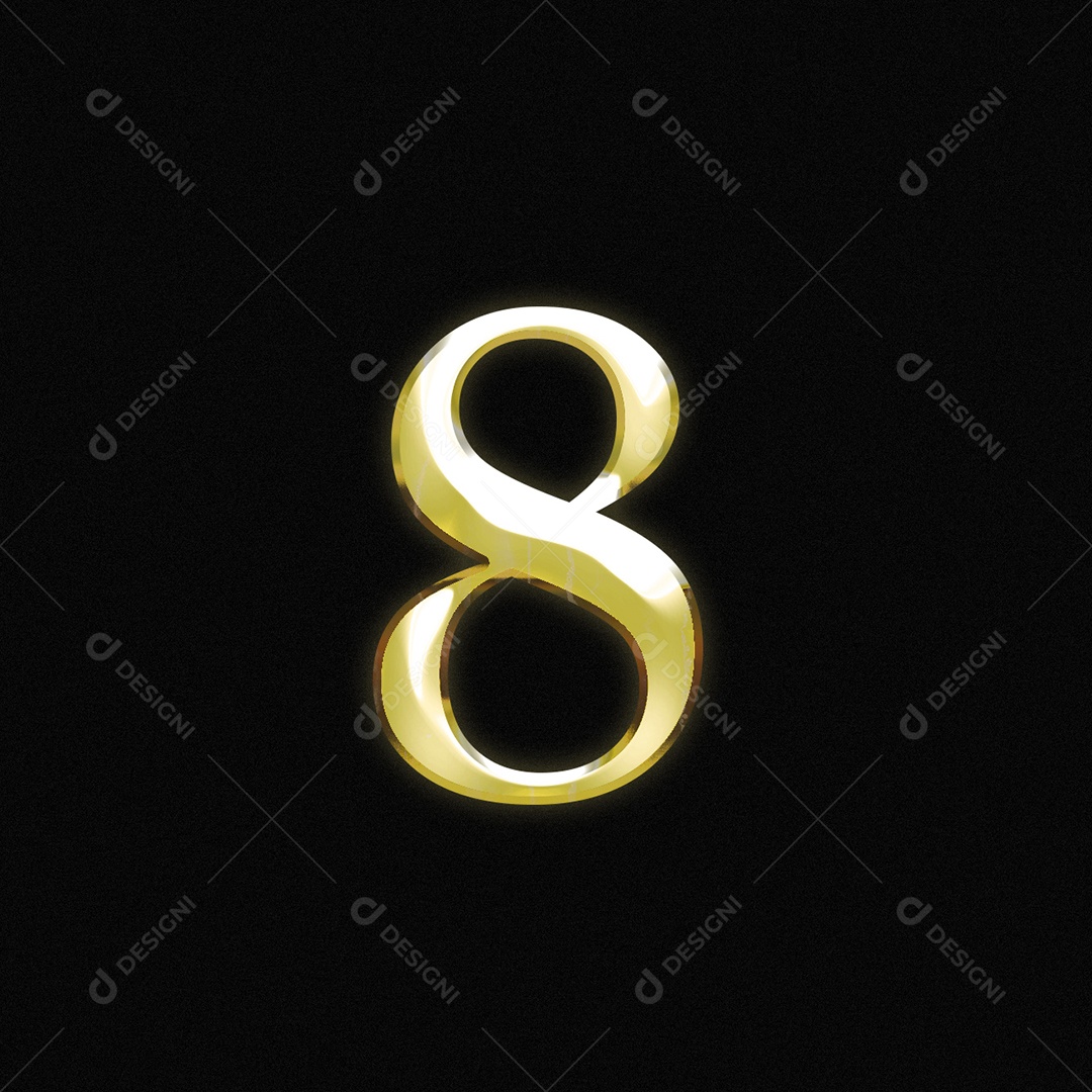 Efeito De Texto De Número 8 Fonte Ouro PSD Editável
