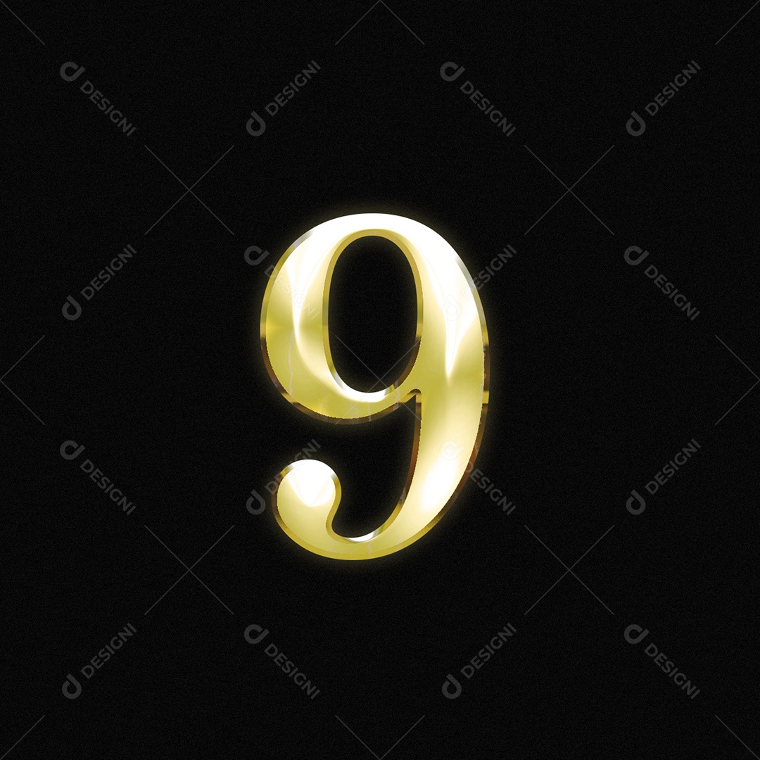 Efeito De Texto De Número 9 Fonte Ouro PSD Editável