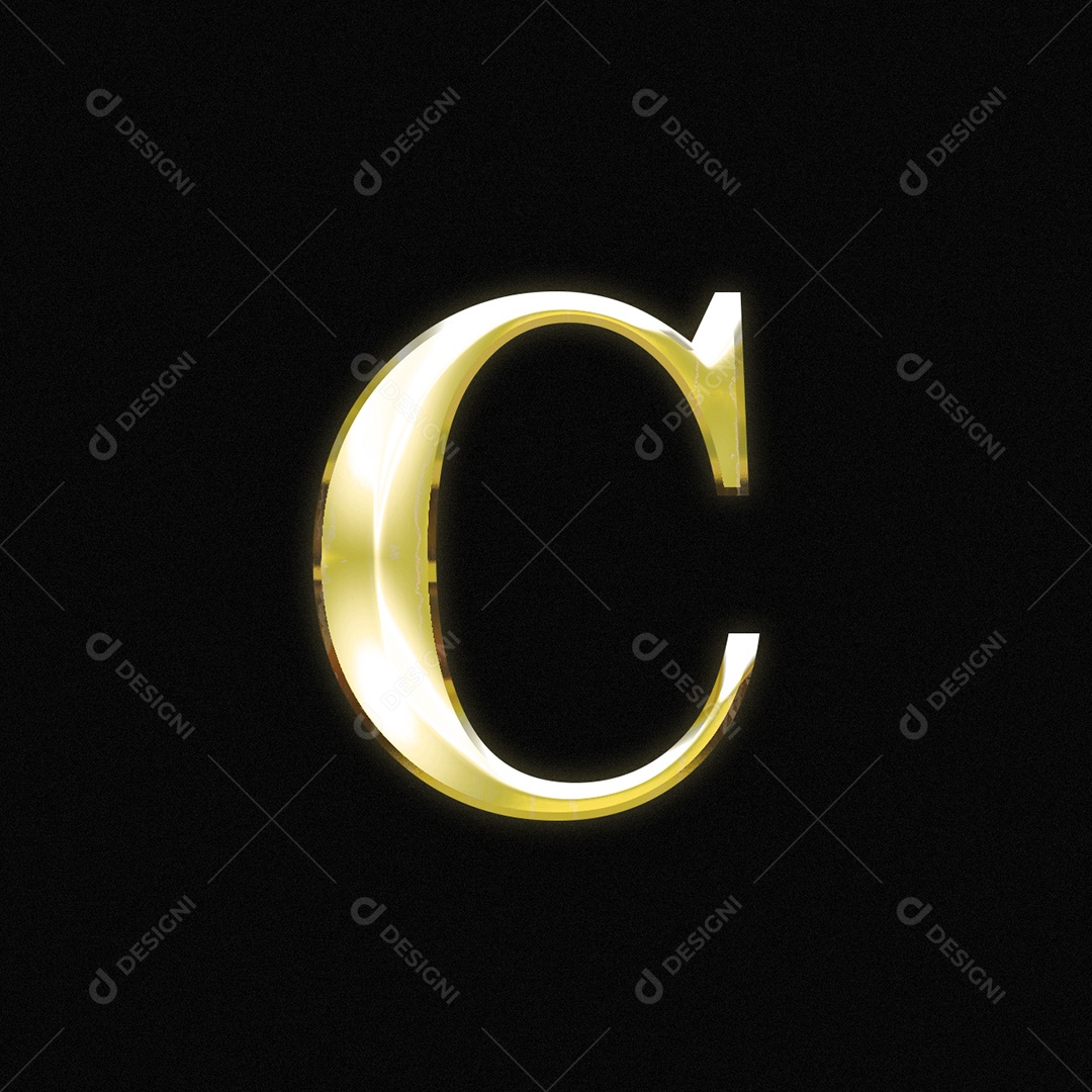 Efeito De Texto Letra C Ouro Maiúscula Fonte Do Alfabeto PSD Editável