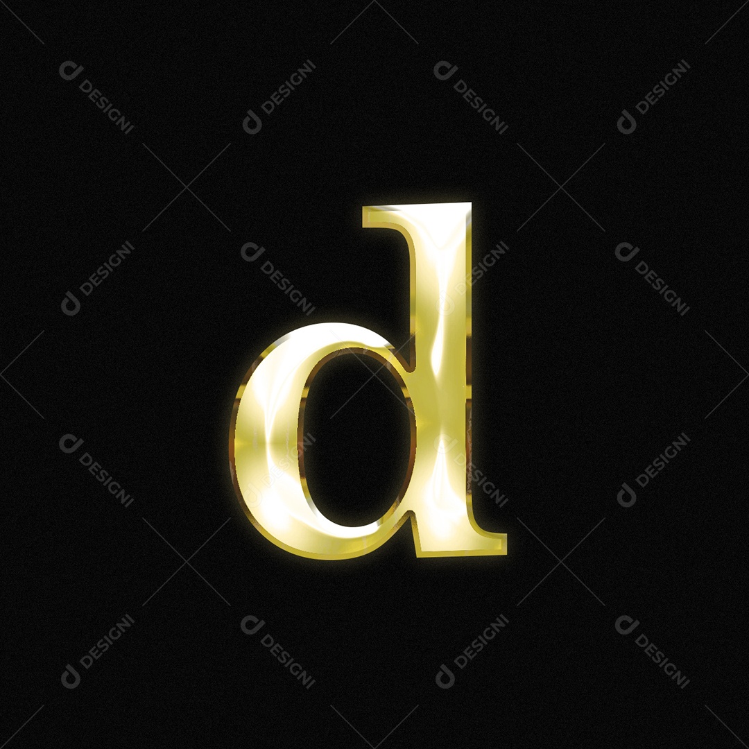 Efeito De Texto Letra d Fonte Ouro Minúsculo Do Alfabeto PSD Editável