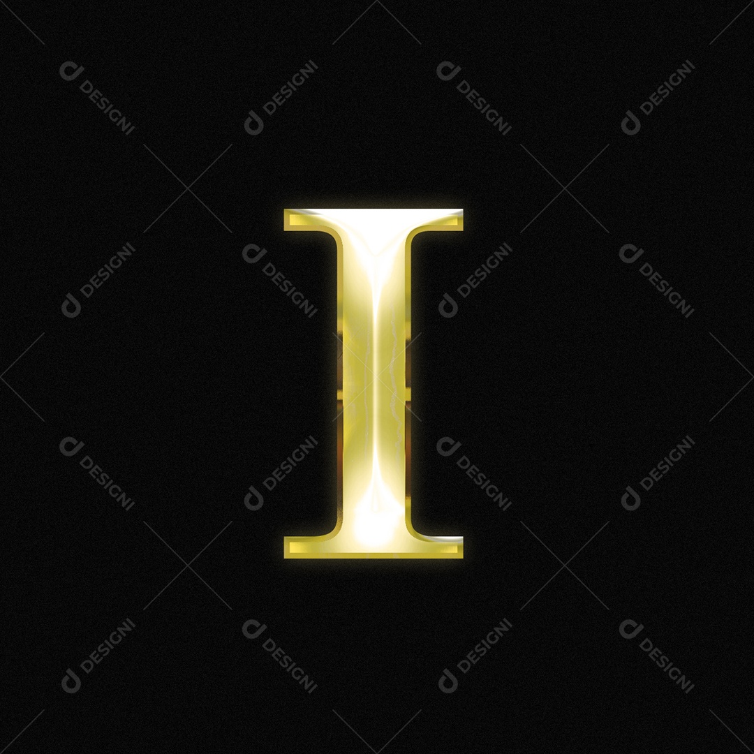 Efeito De Texto Letra I Dourada Maiúscula Fonte Do Alfabeto PSD Editável