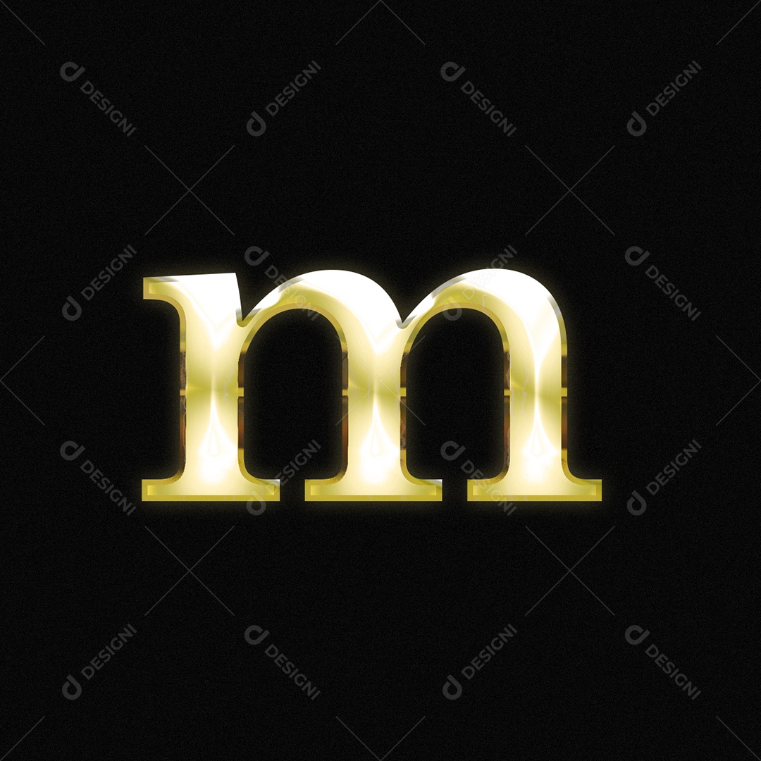 Efeito De Texto Letra m Fonte Ouro Minúsculo Do Alfabeto PSD Editável
