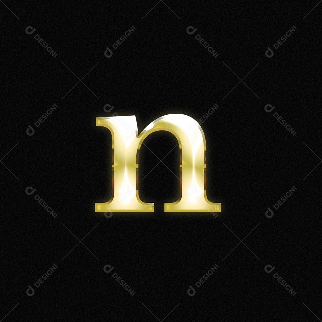 Efeito De Texto Letra n Fonte Ouro Minúsculo Do Alfabeto PSD Editável