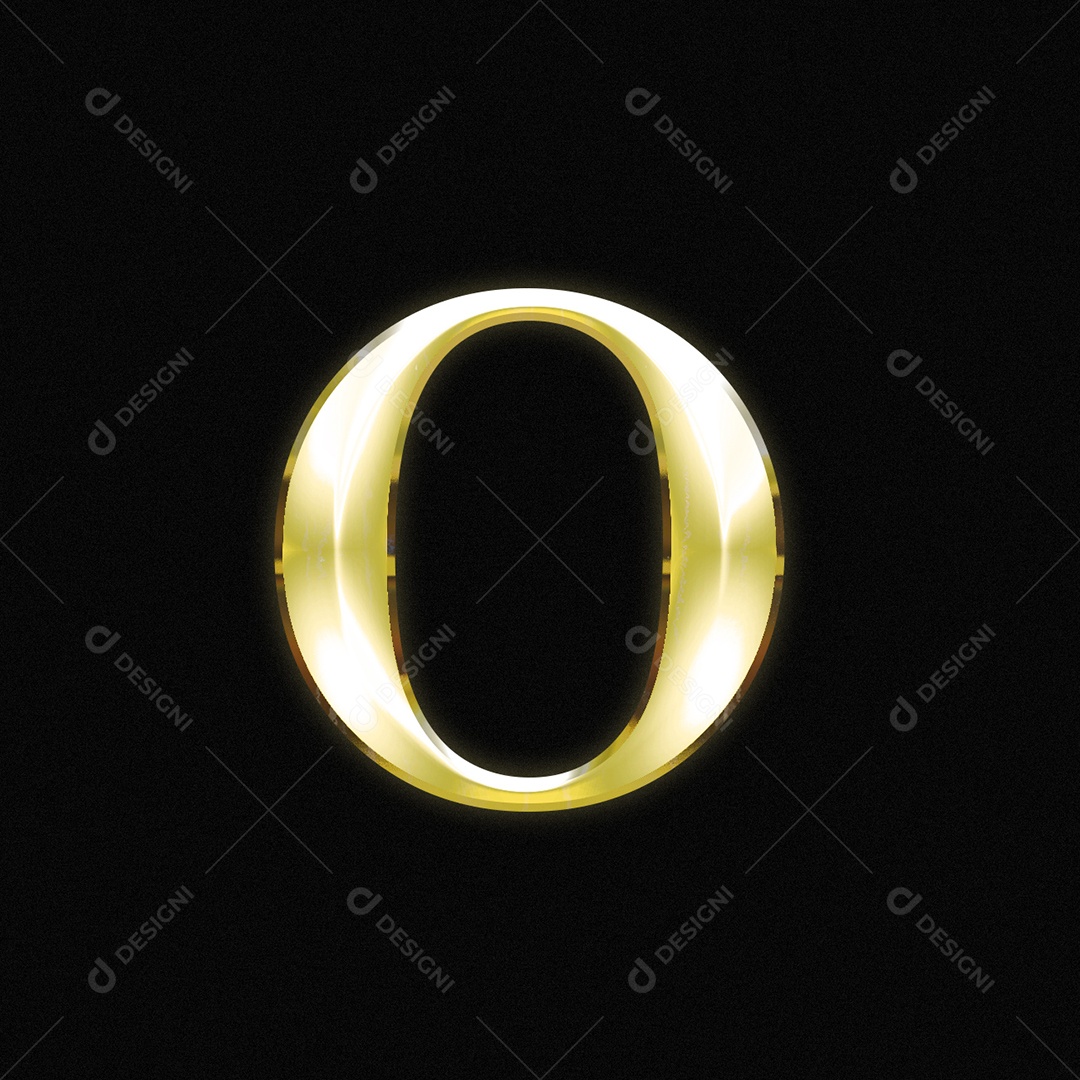 Efeito De Texto Letra O Dourada Maiúscula Fonte Do Alfabeto PSD Editável