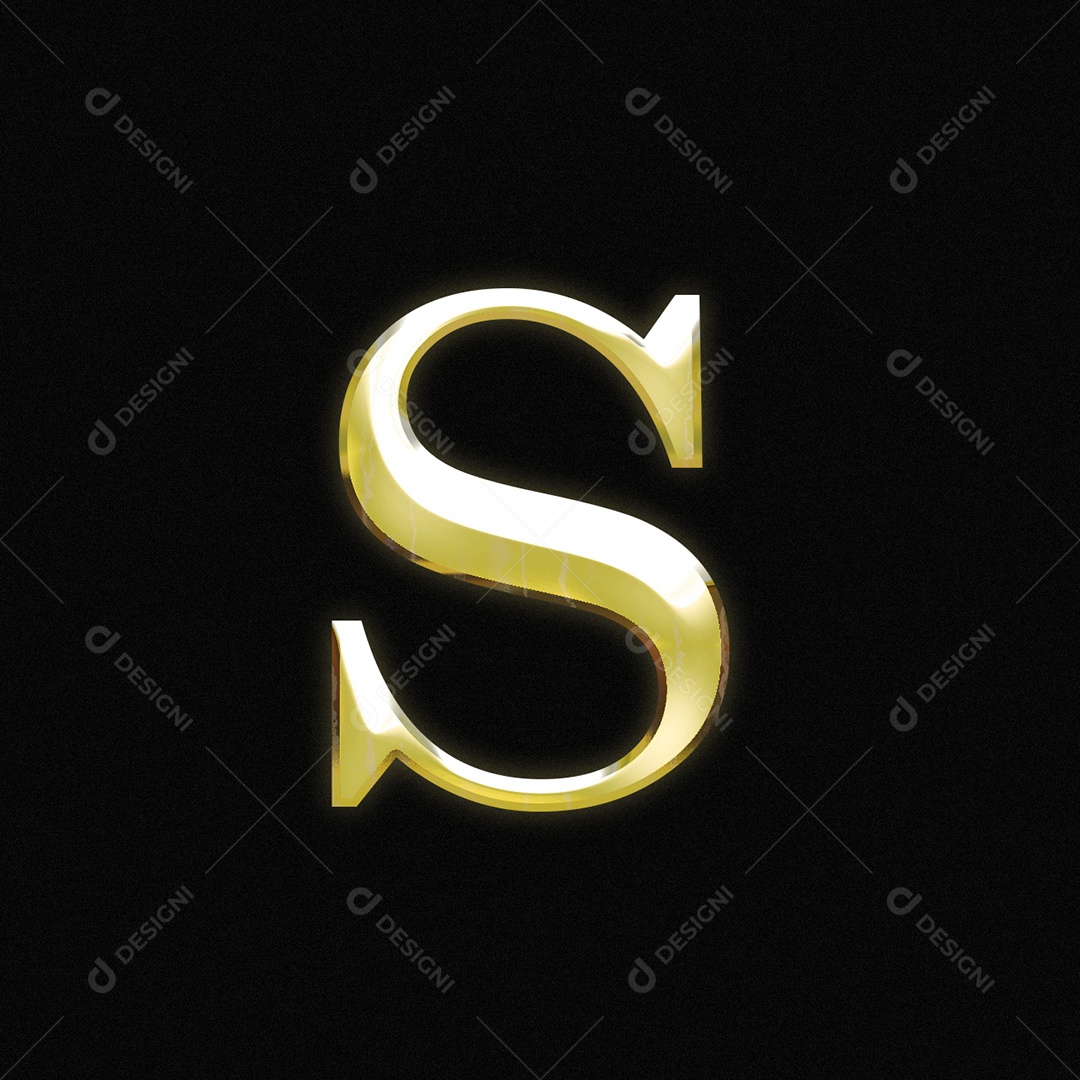 Efeito De Texto Letra S Dourada Maiúscula Fonte Do Alfabeto PSD Editável
