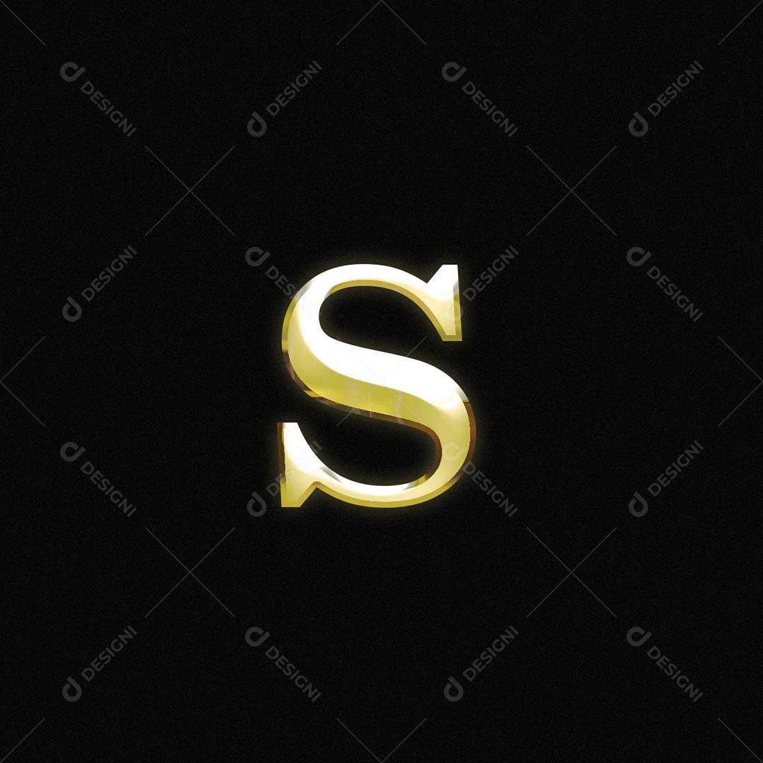 Efeito De Texto Letra s Fonte Ouro Minúsculo Do Alfabeto PSD Editável