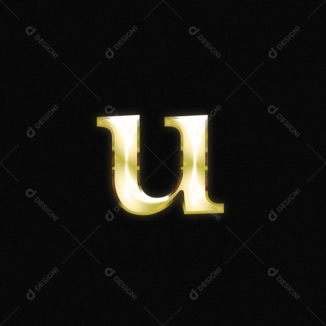 Efeito De Texto Letra u Fonte Ouro Minúsculo Do Alfabeto PSD Editável