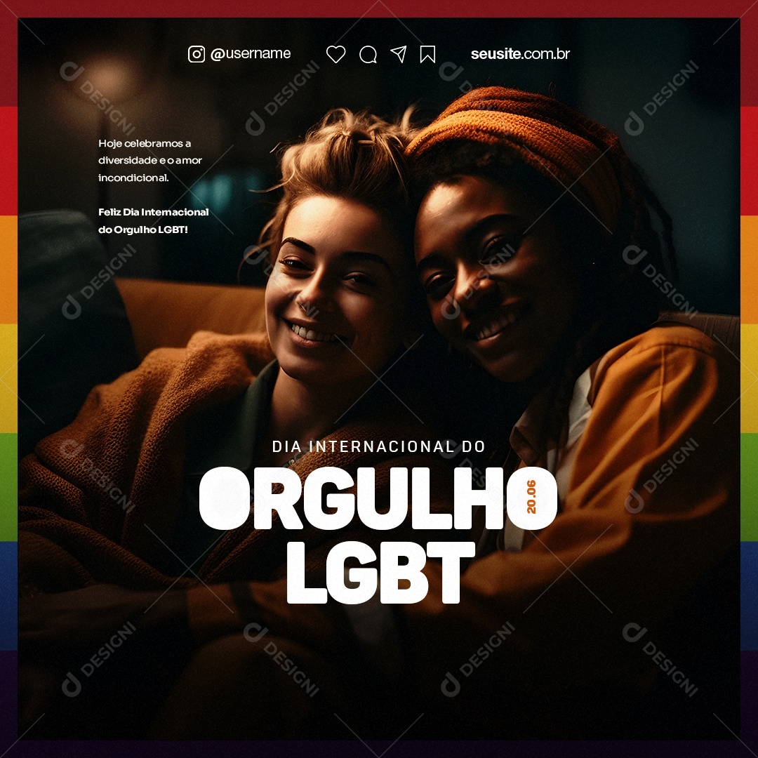 Feliz Dia Internacional Do Orgulho LGBT 28 De Junho Social Media PSD Editável