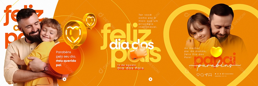 Ter Você Como Pai é Mais Que Um Privilégio Inestimável Feliz Dia Dos Pais Carrossel Social Media PSD Editável