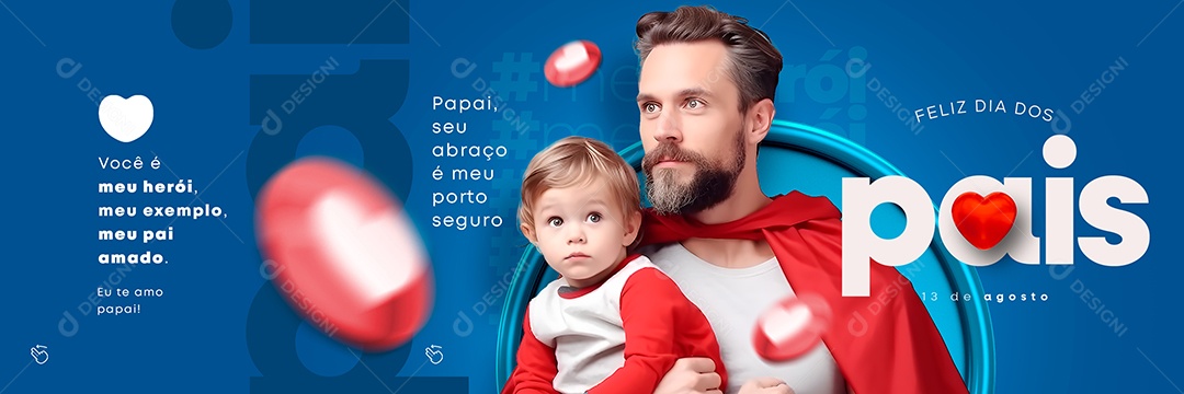 Papai Seu Abraço É Meu Porto Seguro Feliz Dia Dos Pais Carrossel Social Media PSD Editável