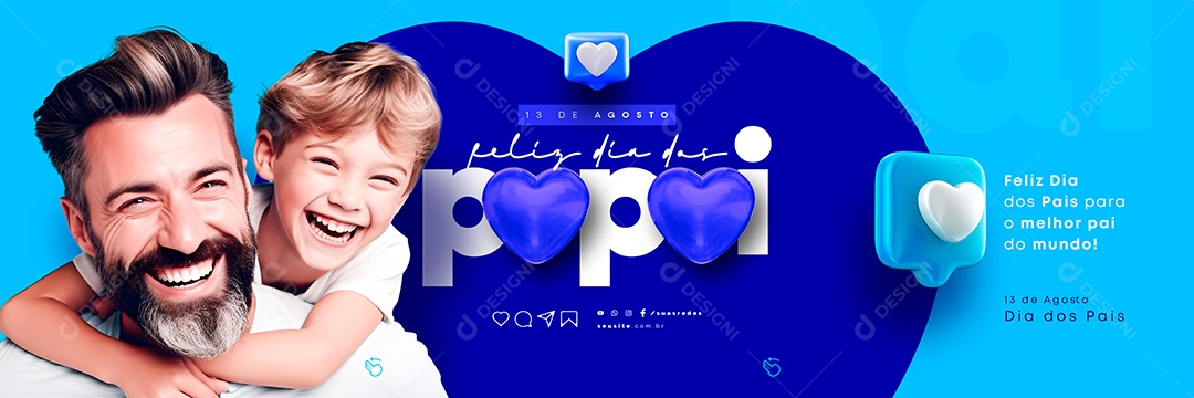 Feliz Dia Dos Papai 13 De Agosto Carrossel Feliz Dia Dos Pais Social Media PSD Editável
