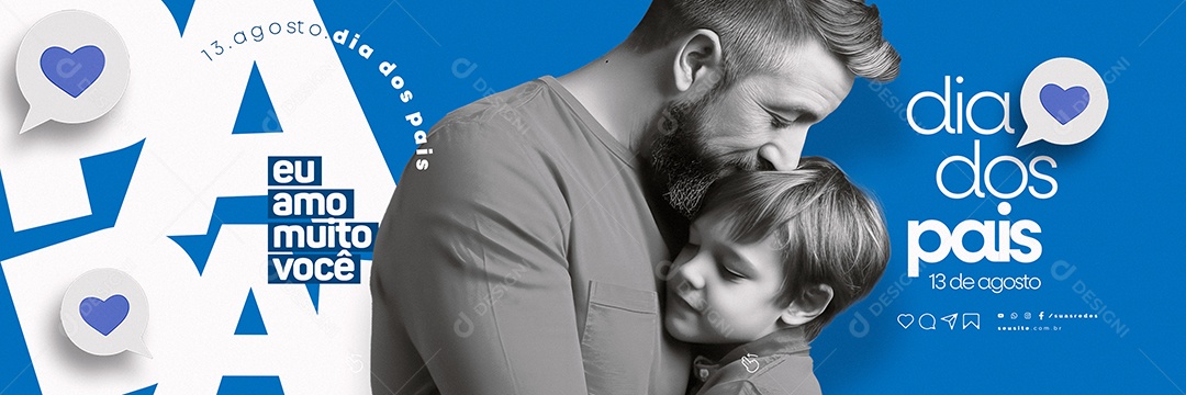 Eu Amo Muito Você Dia Dos Pais 13 De Agosto Carrossel Social Media PSD Editável