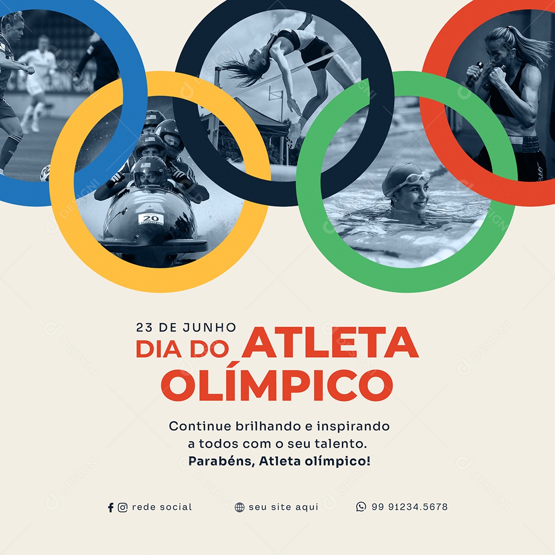 Social Media Brilhando e Inspirando Dia Do Atleta Olímpico PSD Editável