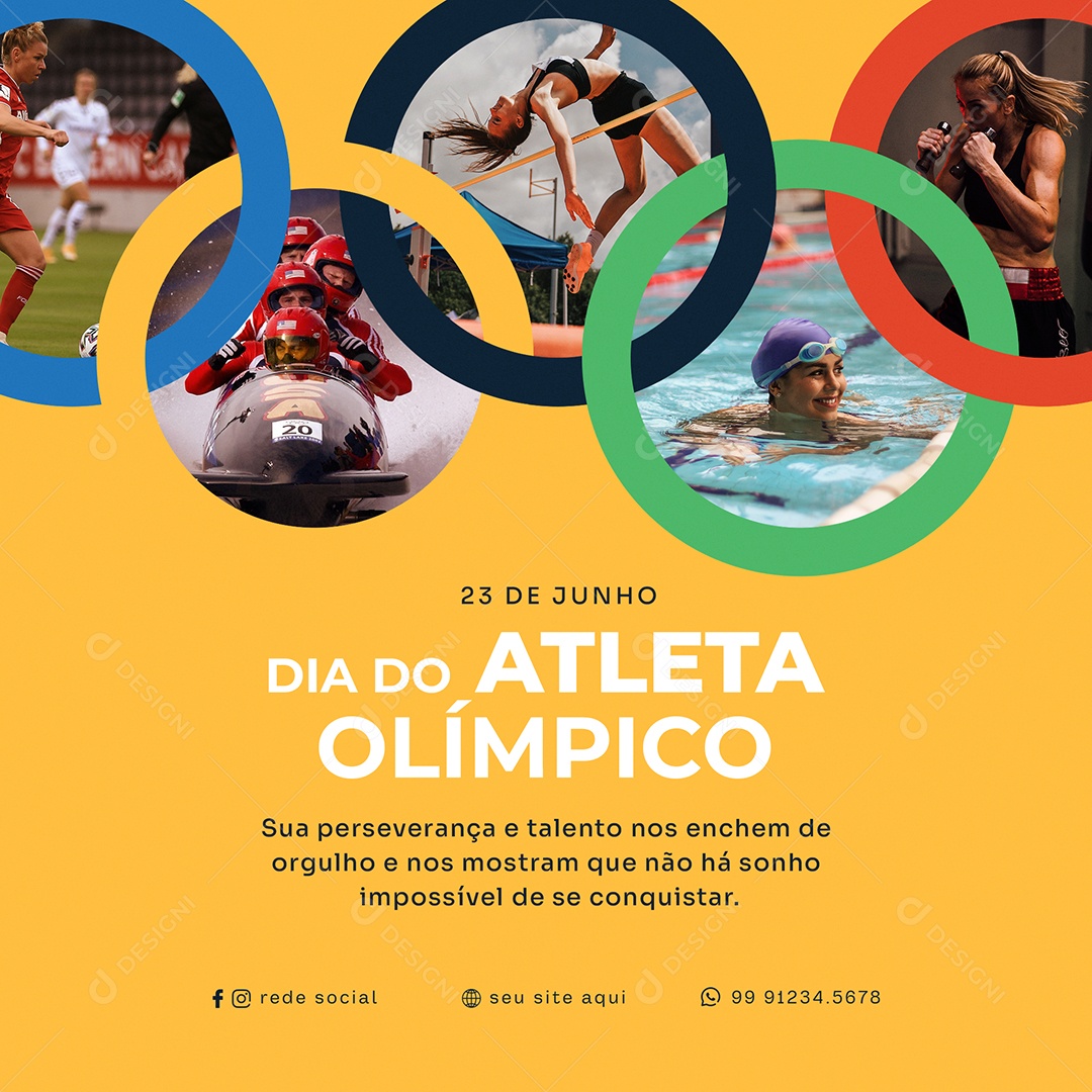 Dia Do Atleta Olímpico 23 De Junho Social Media PSD Editável