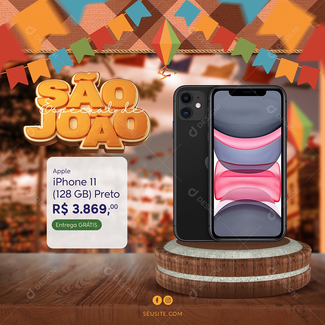 Social Media Especial De São João Iphone PSD Editável
