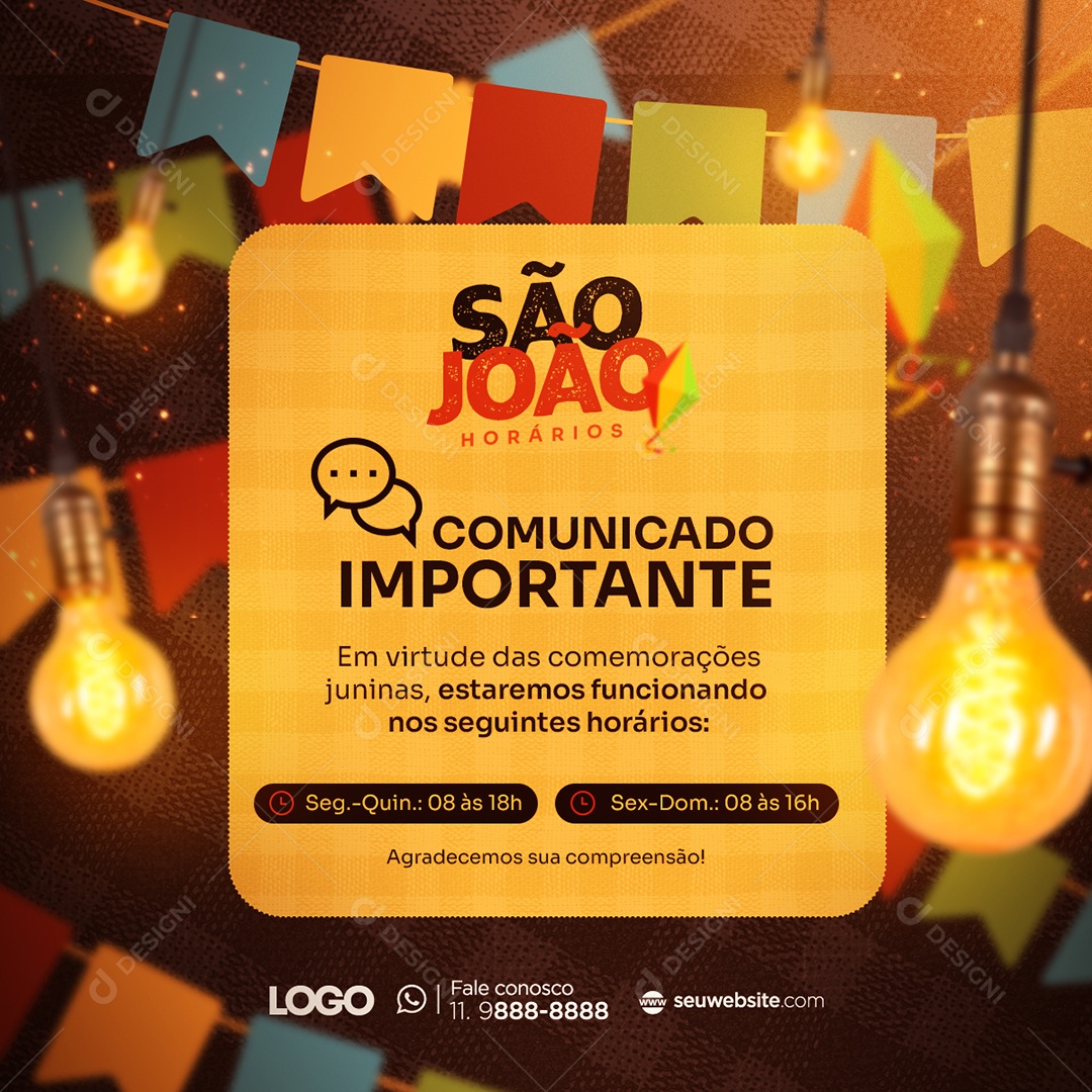 Comunicado Importante São João Social Media PSD Editável