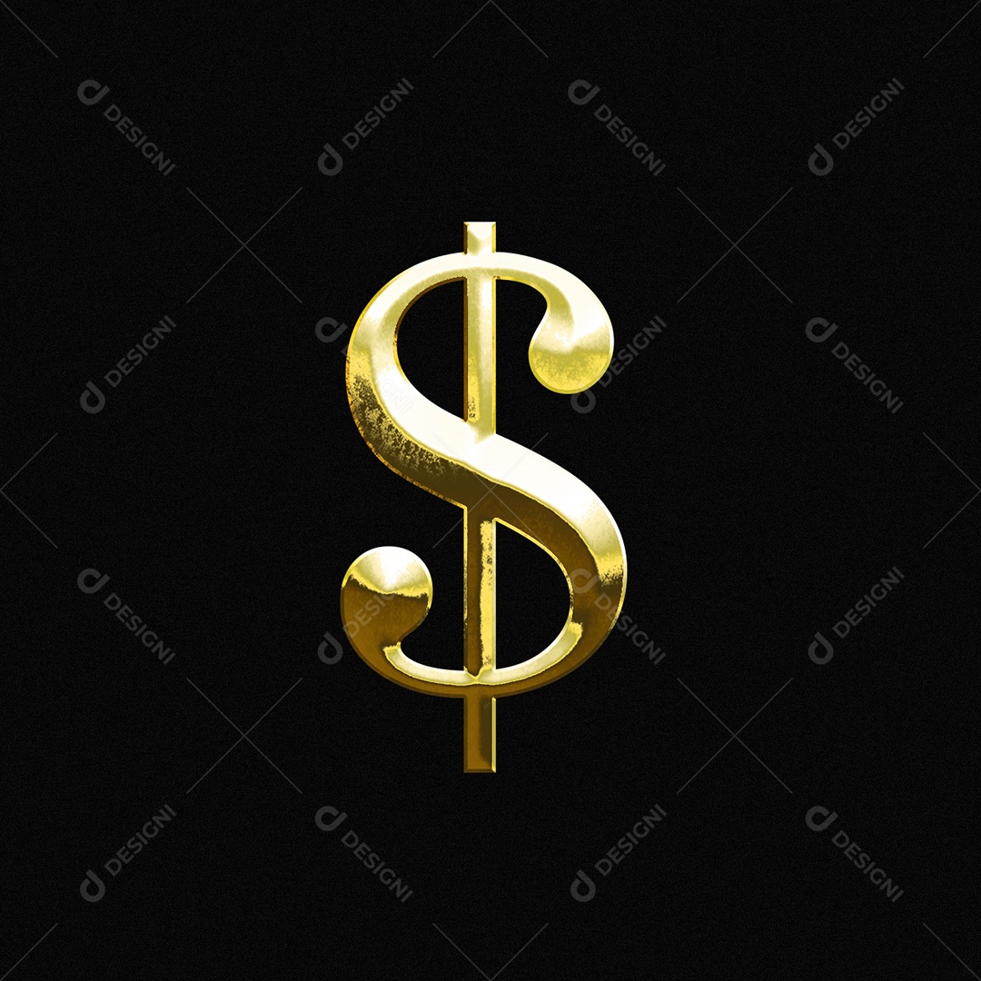 Efeito De Texto Cifrão Símbolo De Dólar Fonte De Ouro PSD Editável