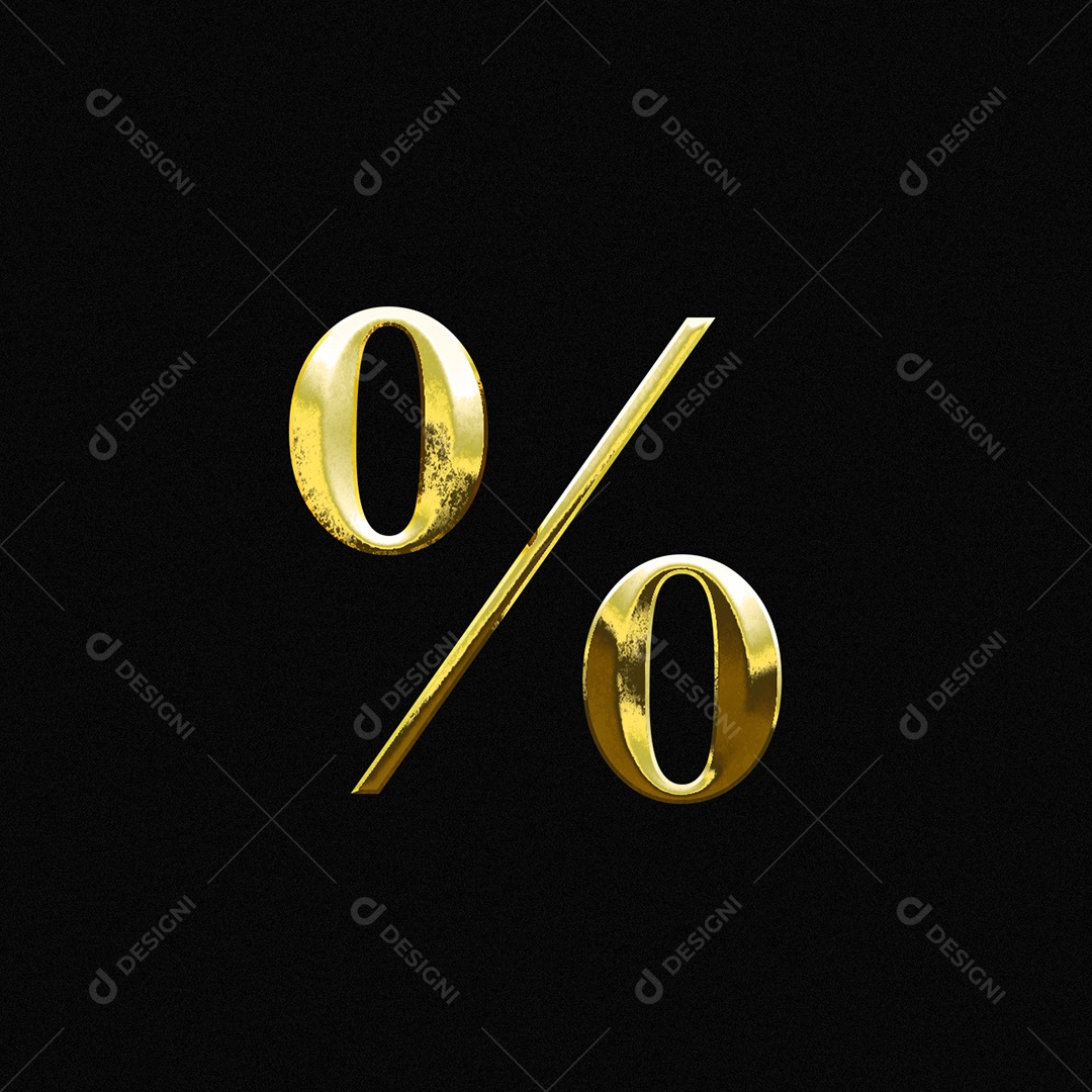 Efeito De Texto Sinal De Porcentagem Símbolo Fonte De Ouro PSD Editável