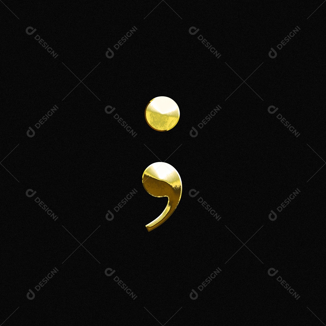 Efeito De Texto Ponto e Vírgula Símbolo Fonte De Ouro PSD Editável