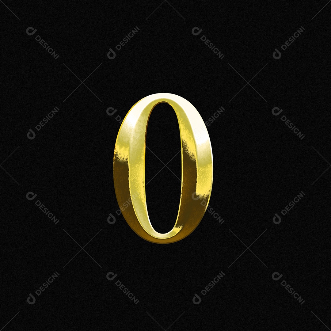 Efeito De Texto De Número 0 Fonte Ouro PSD Editável