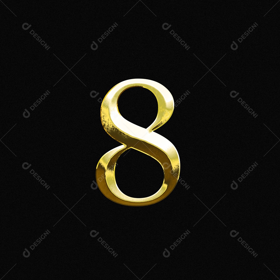 Efeito De Texto De Número 8 Fonte Ouro PSD Editável