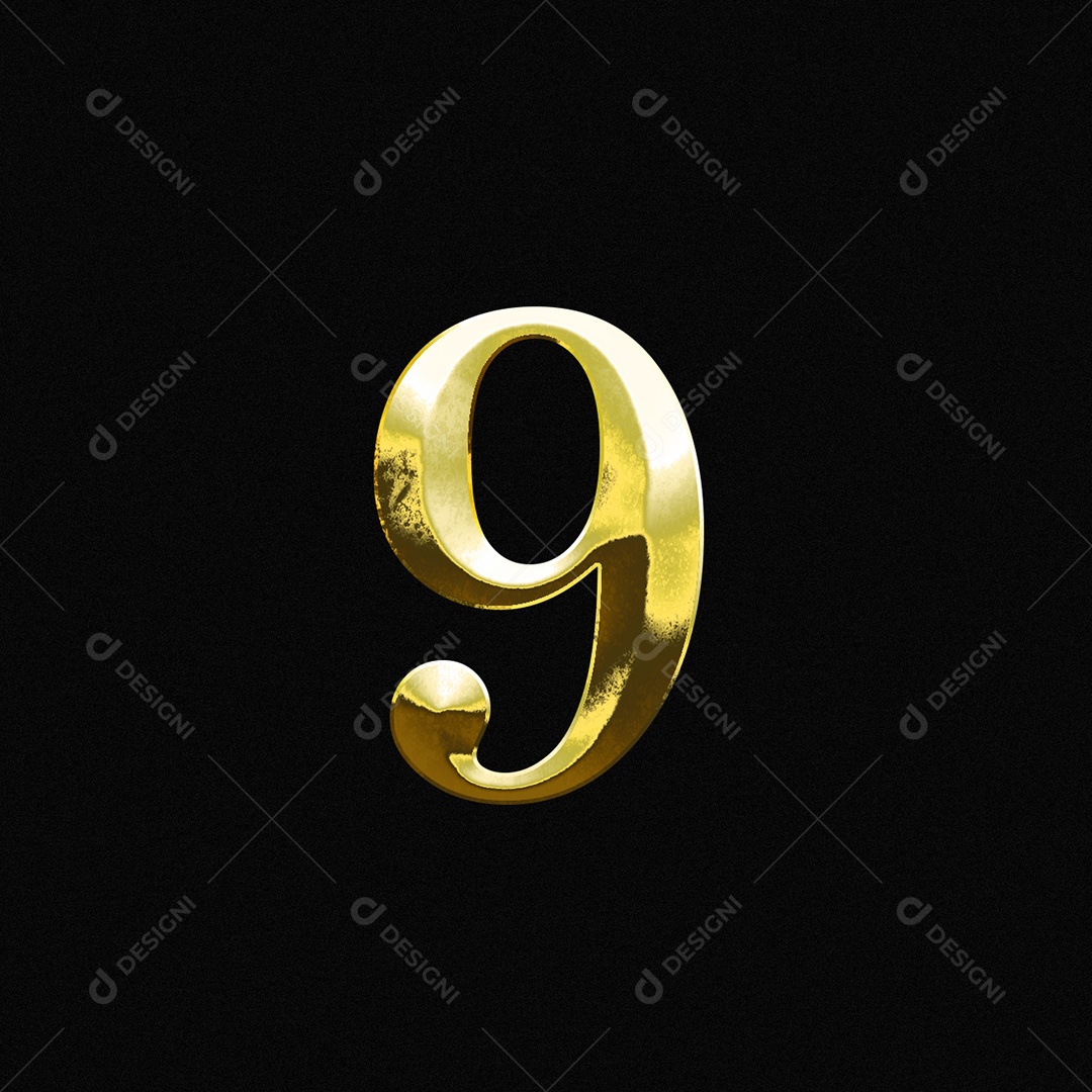 Efeito De Texto De Número 9 Fonte Ouro PSD Editável