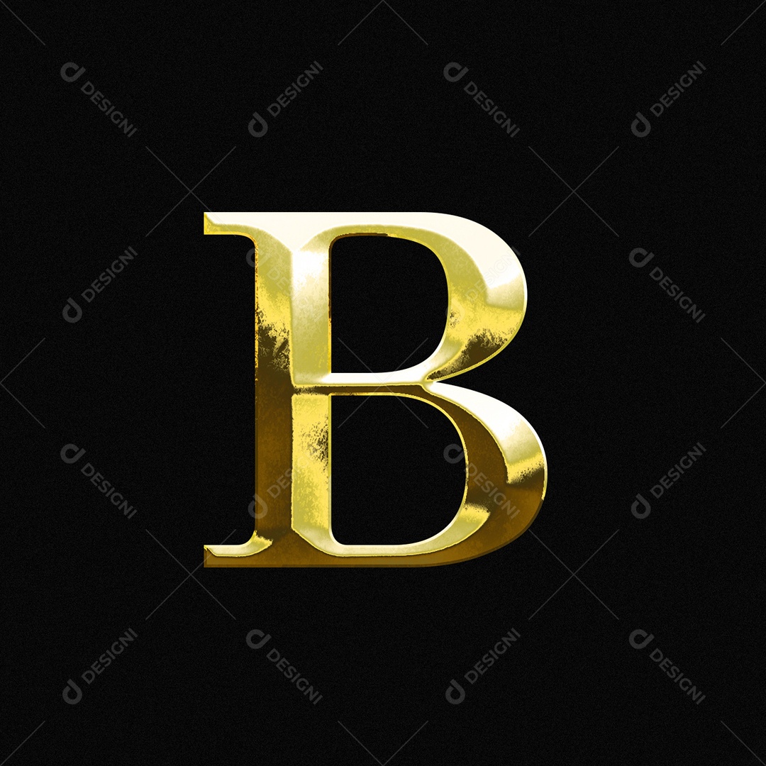 Efeito De Texto Letra B Ouro Maiúscula Fonte Do Alfabeto PSD Editável
