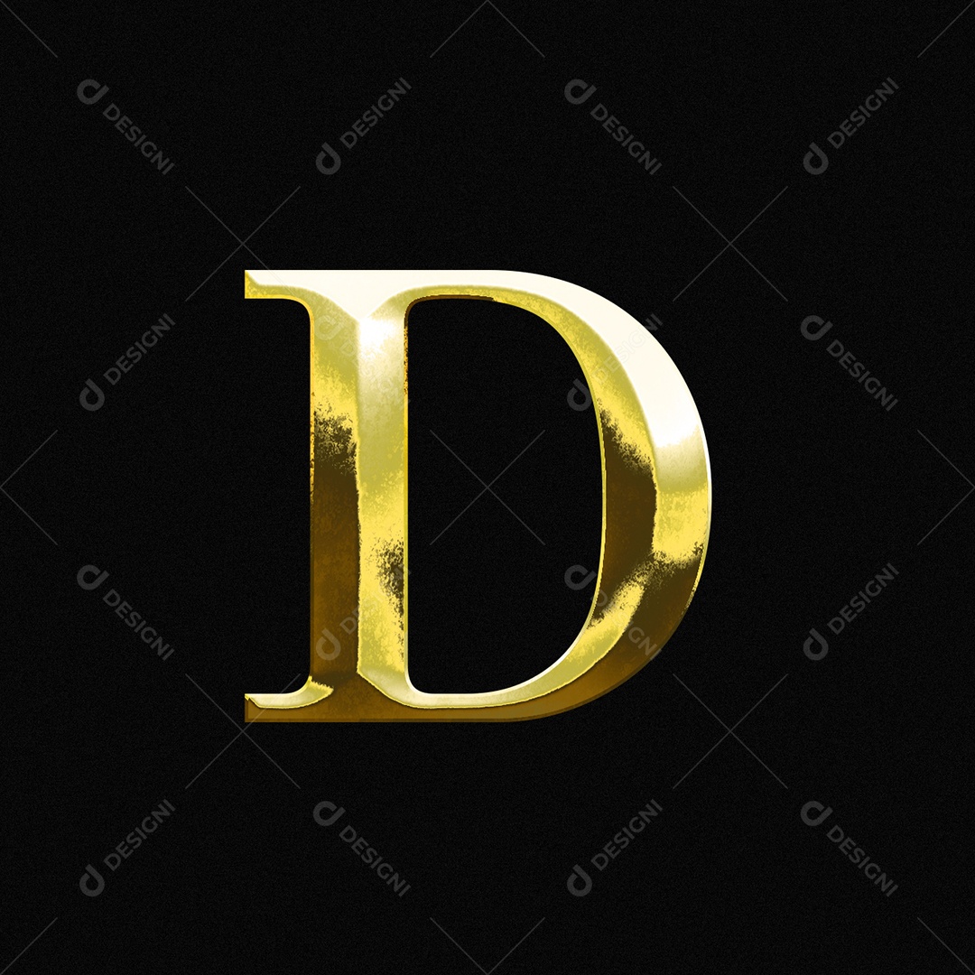 Efeito De Texto Letra D Ouro Maiúscula Fonte Do Alfabeto PSD Editável