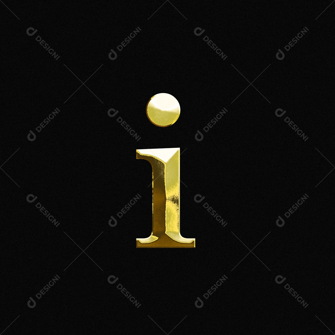 Efeito De Texto Letra i Fonte Ouro Minúsculo Do Alfabeto PSD Editável