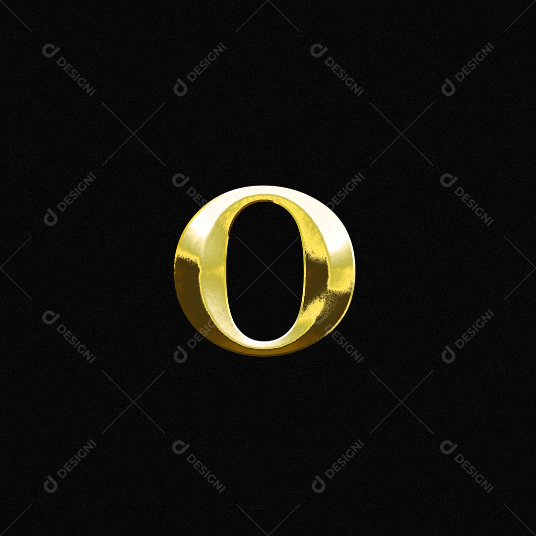 Efeito De Texto Letra o Fonte Ouro Minúsculo Do Alfabeto PSD Editável